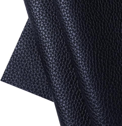 SOTISI Vinyl Fabric Marine Faux Leather Upholstery for Upholstery Crafts DIY Sewings Sofa Handbag Earrings Hair Bows Decorations Black 54 X 12 inch 1FT Big Lychee Grain Black - Image 1