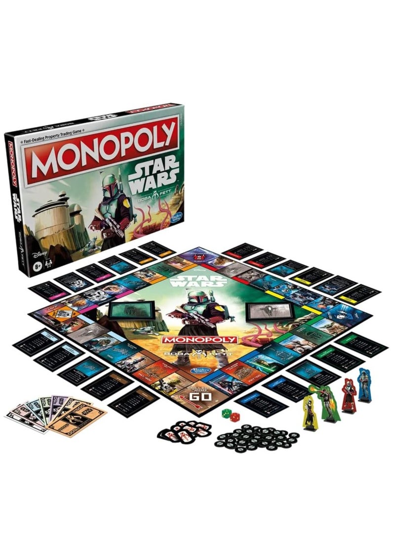 Hasbro/Disney Monopoly: Star Wars Boba Fett Edition Board Game | English Version for Children Ages 8+ | Star Wars-Themed Monopoly Game | Fun Family Game for Kids & Adults | Boba Fett Collector’s Edition | Strategy & Adventure Board Game  - Image 1