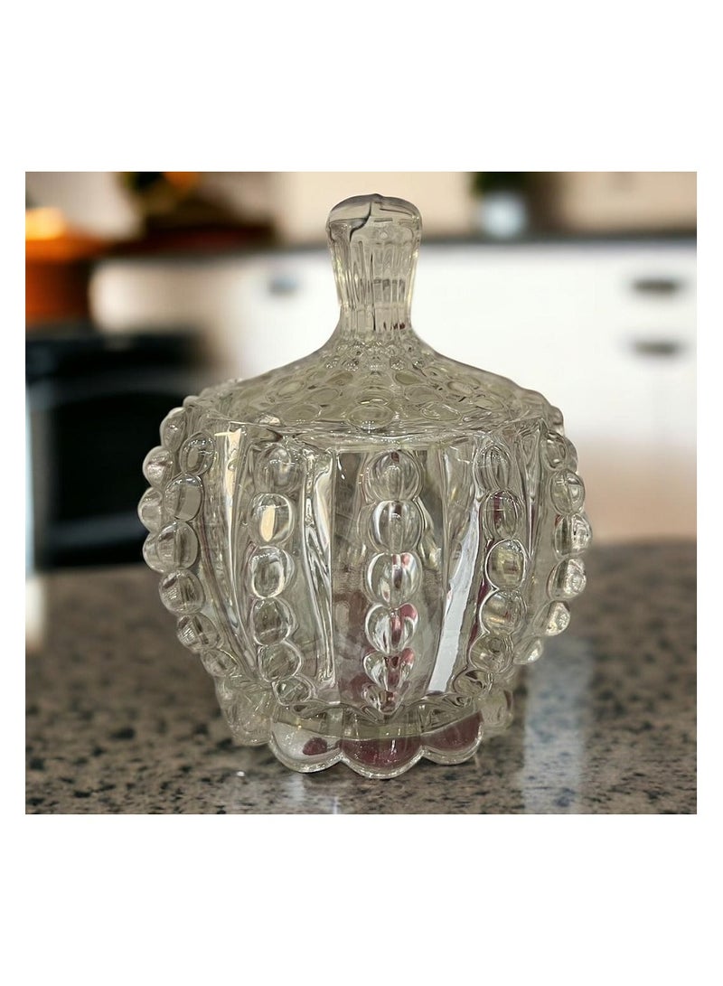 Crystal Glass Dessert Cup with Lid, Fruit and Candy Jar 200ml