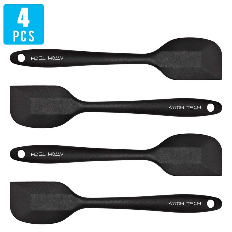 Attom Tech Home 8 Inch Silicone Spatula Set  Food Grade High Temperature and Heat Resistant Spatulas  Dish-wash Safe  Rubber Kitchen Spatulas  Non-stick(Set of 4) - Image 1