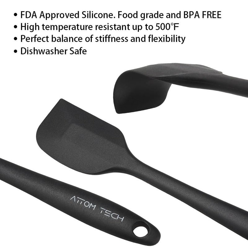 Attom Tech Home 8 Inch Silicone Spatula Set  Food Grade High Temperature and Heat Resistant Spatulas  Dish-wash Safe  Rubber Kitchen Spatulas  Non-stick(Set of 4) - Image 3