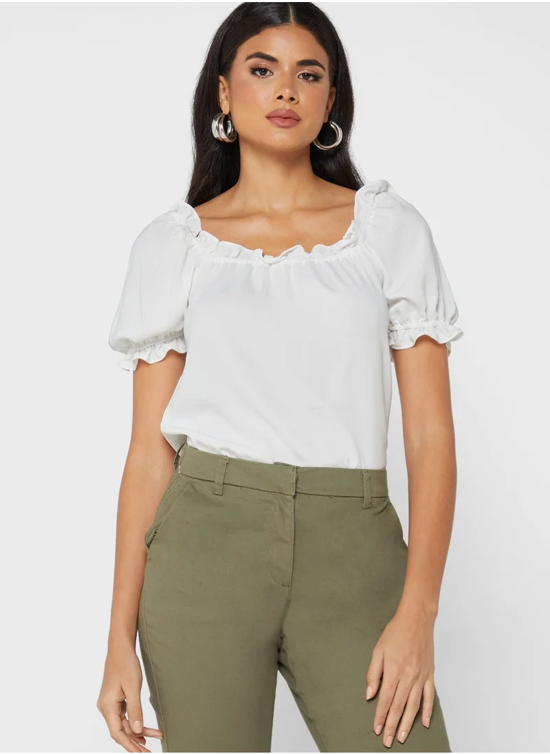 DOROTHY PERKINS Scoop Neck Ruffle Detail Top