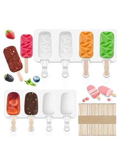 Ice Pop Molds Set with 50 Wooden Sticks, Popsicle Molds Cavities Large Diamond Shaped Silicone , Homemade Popsicle Maker Ice Cream Mold Oval Cakesicle Molds or DIY Ice Cream, Cakesicle