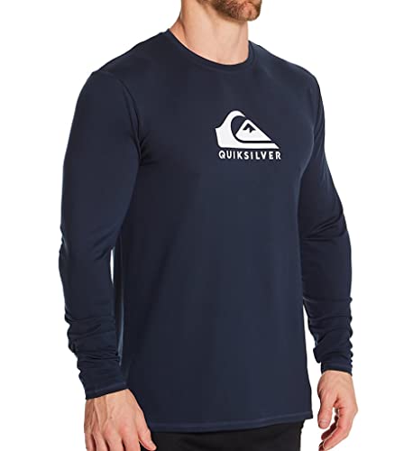 Quiksilver Men's Solid Streak Long Sleeve Rashguard UPF 50 Sun Protection Surf Shirt, Navy Blazer, X-Large - Image 3