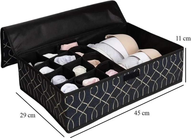Nisahometeks 13 Compartment Covered Drawer Organizer Socks, Bra Organizer