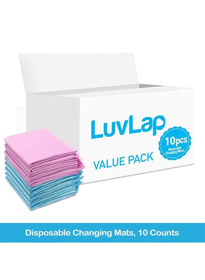 Luvlap Disposable Changing Mats, 10 Counts, Soft Waterproof Mat, Portable Leak Proof Changing Mat, New Mom Leak-Proof Under pad, Mattress Table Protector Pad - Image 2