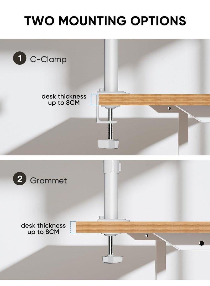 AL RAID Ergonomic Dual Monitor Stand for 13-32 inch LCD LED PC Screens for Desks Monitor Stand Arm, Height Adjustable Arm Bracket Tilt 90° Swivel 180° Rotate 360°, VESA 75/100 ,White - Image 5