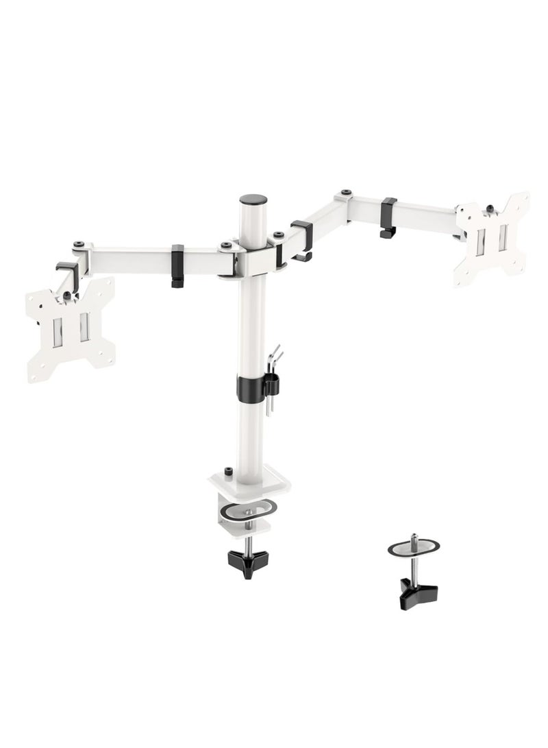 AL RAID Ergonomic Dual Monitor Stand for 13-32 inch LCD LED PC Screens for Desks Monitor Stand Arm, Height Adjustable Arm Bracket Tilt 90° Swivel 180° Rotate 360°, VESA 75/100 ,White - Image 1