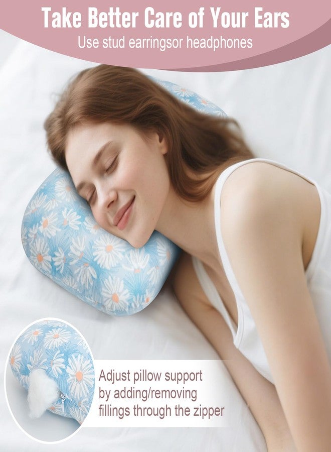 RoamReady Ear Piercing Pillow for Side Sleeper with Hole for Relief Ears Pain CNH Piercing Pain Sleeping Pressure Sore, Comfortable Support Ear Guard Pillow to a Restful Sleep, Blue and White Daisy - Image 4