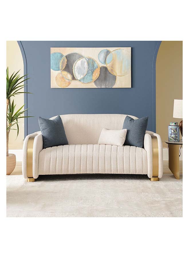 Danube Home Natsuda 2 Seater Fabric Sofa Modern Design Two Seat Sofas Comfortable Living Room Furniture L 182 x W 119 x H 85 cm Beige / Gold - Image 1