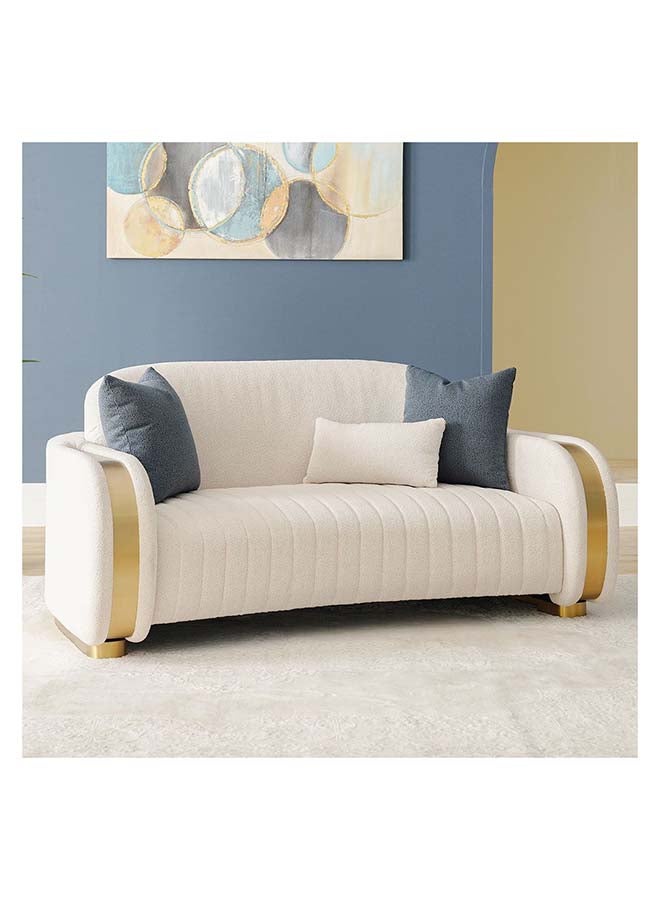 Danube Home Natsuda 2 Seater Fabric Sofa Modern Design Two Seat Sofas Comfortable Living Room Furniture L 182 x W 119 x H 85 cm Beige / Gold - Image 3