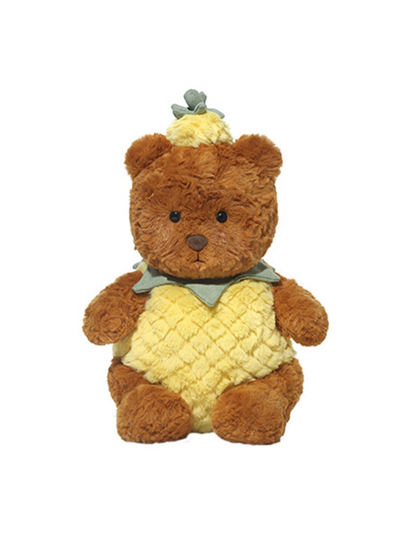25cm Cute Pineapple Bear Plush Toy Pillow, Clothes Can Be Taken Off, Super Soft Bear Comfort Doll Plush Toy, Suitable For Boys And Girls Birthday Gifts (Brown Pineapple Bear) - Image 1