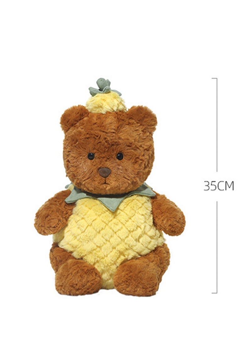 25cm Cute Pineapple Bear Plush Toy Pillow, Clothes Can Be Taken Off, Super Soft Bear Comfort Doll Plush Toy, Suitable For Boys And Girls Birthday Gifts (Brown Pineapple Bear) - Image 2
