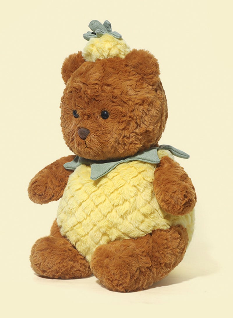 25cm Cute Pineapple Bear Plush Toy Pillow, Clothes Can Be Taken Off, Super Soft Bear Comfort Doll Plush Toy, Suitable For Boys And Girls Birthday Gifts (Brown Pineapple Bear) - Image 3