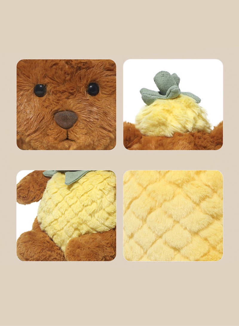 25cm Cute Pineapple Bear Plush Toy Pillow, Clothes Can Be Taken Off, Super Soft Bear Comfort Doll Plush Toy, Suitable For Boys And Girls Birthday Gifts (Brown Pineapple Bear) - Image 4