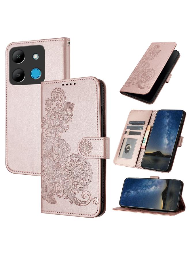 Zaboon Case For Infinix Smart 7 Datura Flower Embossed Flip Leather Phone Case - Image 1