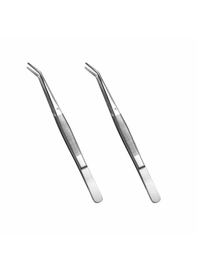 Rolybag Stainless Steel Tweezers, with Curved Serrated Tip Multipurpose Tweezers Sewing Machine Tweezers Forceps for Craft Repairing (2 Pcs set) - Image 1