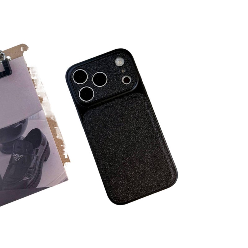 LS غطاء واقي بAcrylic لـ iPhone 13 مع حماية من السقوط وملمس الجلد مع مقاوم للصدمات مع نافذة كبيرة باللون أسود من الأكريليك باللون الأسود - Image 1