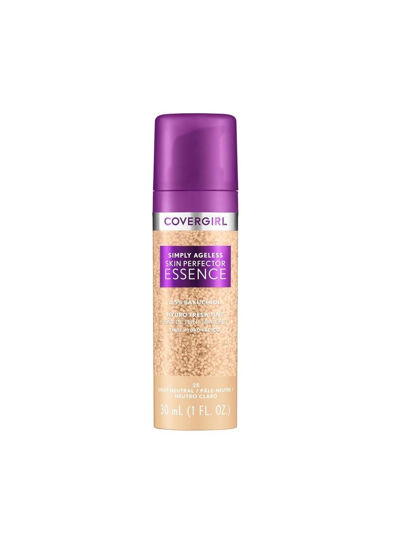 CoverGirl - Covergirl Simply Ageless Skin Perfector Essence Foundation 25 LightNeutral Tinted Skincare Makeup Hybrid Sheer Tint Radiant Finish Glowy Finish Vegan Formula 10oz - Image 1
