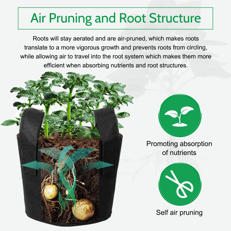 JERIA 12-Pack 5 Gallon, Vegetable/Flower/Plant Grow Bags, Aeration Fabric Pots with Handles (Black), Come with 12 Pcs Plant Labels - Image 5