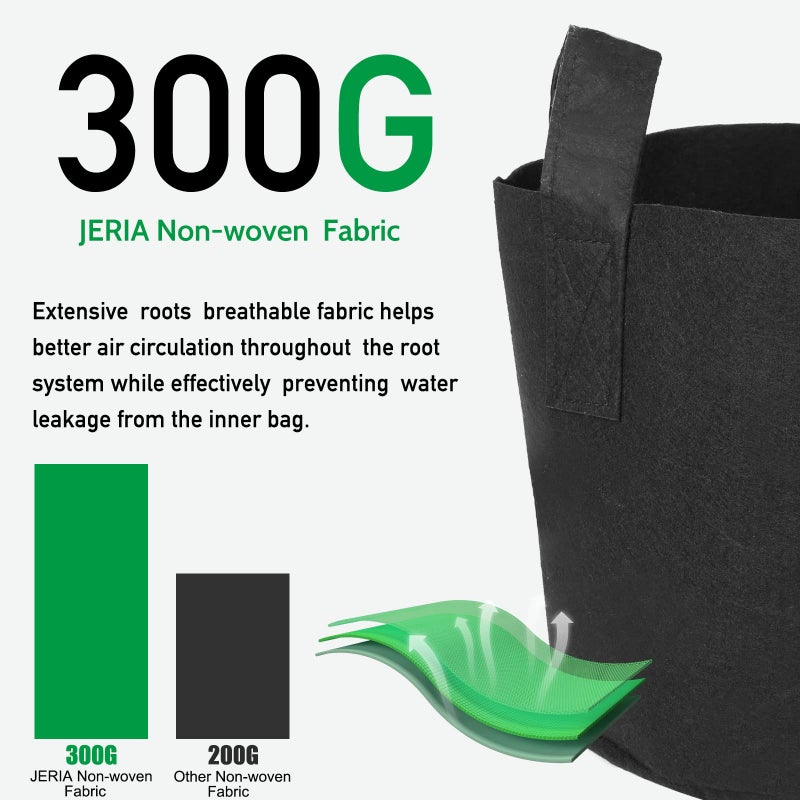 JERIA 12-Pack 5 Gallon, Vegetable/Flower/Plant Grow Bags, Aeration Fabric Pots with Handles (Black), Come with 12 Pcs Plant Labels - Image 4