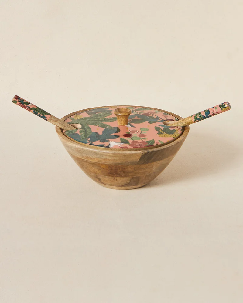 Chumbak Country Wooden Salad Bowl & Server Set