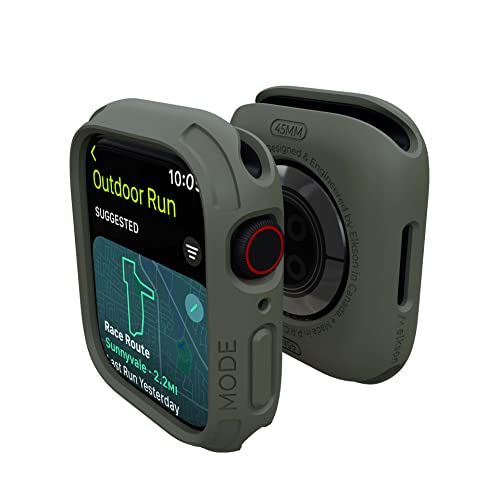 elkson Compatible with Apple Watch 45mm Bumper Case, Quattro 2.0 Series Rugged Cover for iWatch Series 9 8 7, Military Grade Durable Protective, Flexible Shock Proof, Charcoal Green - Image 1