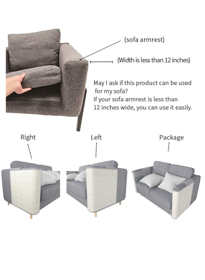 Arabest واقي للأريكة من خدش القطط، واقي أثاث من خدش القطط، وسادة خدش لحماية أثاث السيزال الطبيعي للقطط، سجادة خدش للسرير، الأريكة، الأريكة، المقعد، الكرسي - Image 3