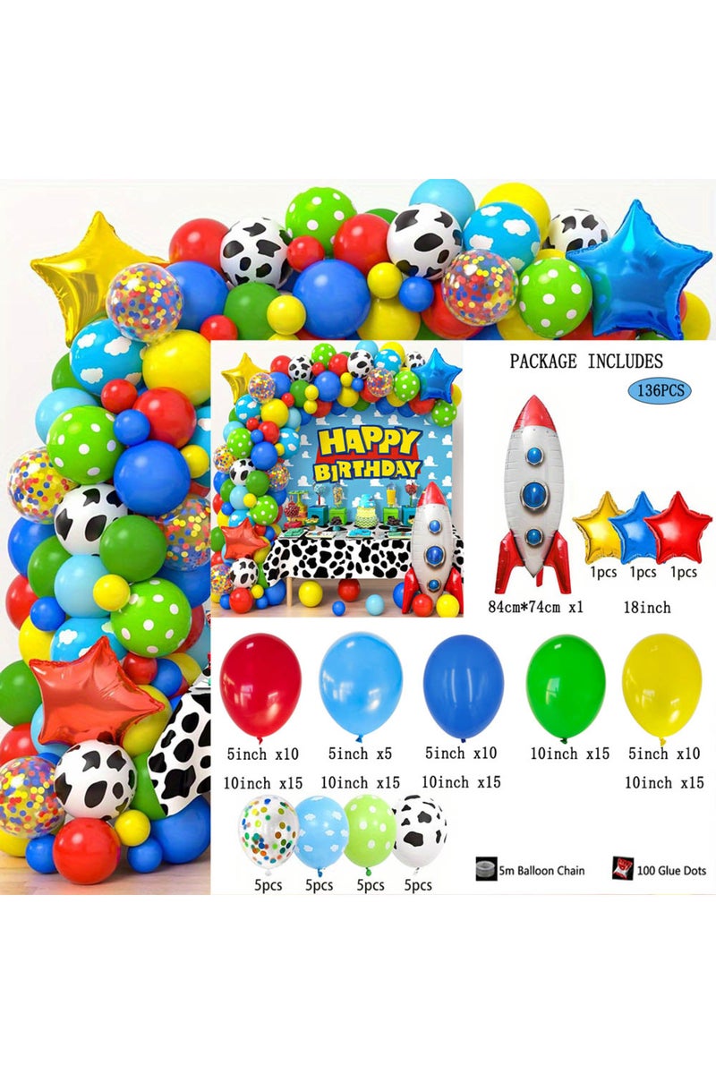 other 136pcs 136PCS Toy Story Balloon Arch Kit Boys' Birthday Shower Decoration Theme Printing Cloud