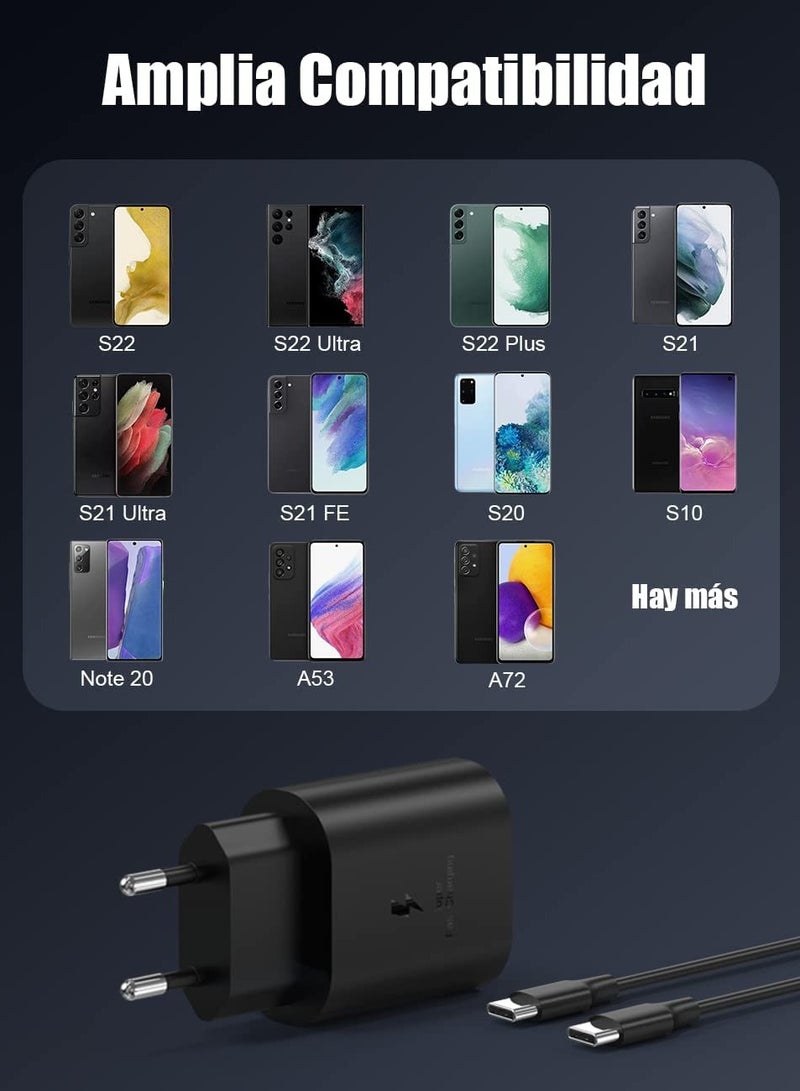 Ultra Fast Charger for Samsung 25W USB C Galaxy S22 S21 S20 FE 5G Ultra Plus + S10 S9 S8 A53 A52S A13 A72 M52 M53 Z Flip4 Charger Cable 1.5M Type-C Plug A EP-TA800 Wall Power Adapter - Image 3