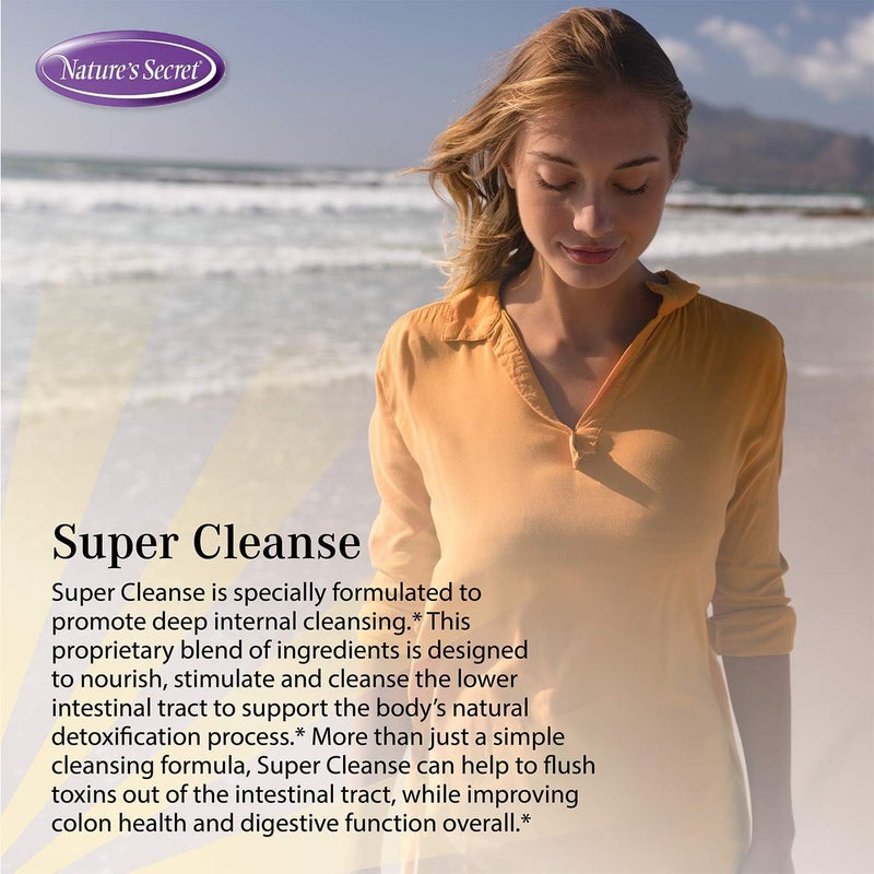 Natures Secret سر نatures سوبر كلينز قوة إضافية سموم ديتوكس تطهير الجسم اللطيف دعم صحة القولون مزيج محفز من 14 عشبة مع بروبيوتيك 100 قرص عبوة من 2 - Image 3