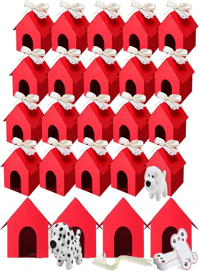 ForraFun 24 Set Red Dog House Themed Party Boxes with Hole Tags Puppy Treat Boxes for Candy Cookie Gift Giving Pet Party Supplies Adopt Pet Gift Puppy Birthday Favor Shower Decoration - Image 1