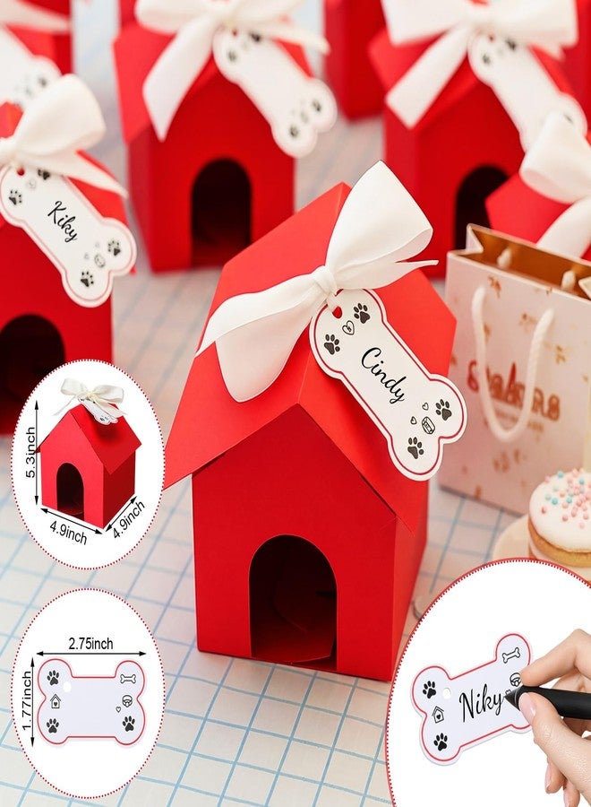 ForraFun 24 Set Red Dog House Themed Party Boxes with Hole Tags Puppy Treat Boxes for Candy Cookie Gift Giving Pet Party Supplies Adopt Pet Gift Puppy Birthday Favor Shower Decoration - Image 2