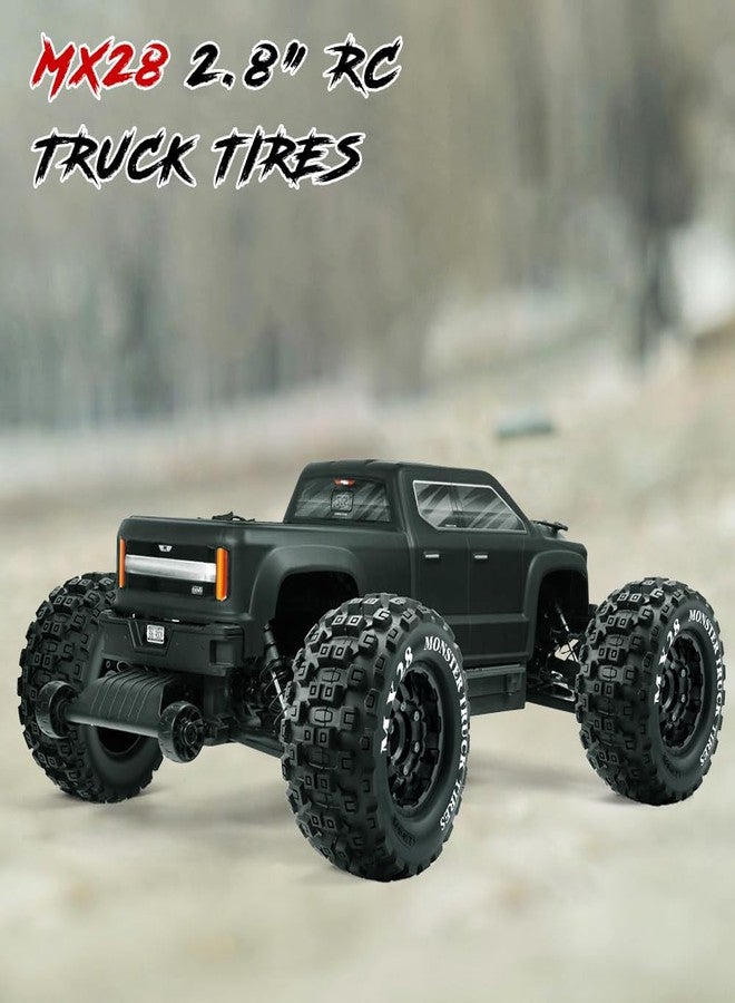 GLOBACT MX28 2.8" Tire and Wheels with 12mm/14mm Hex Adapter for Traxxas Stampede Rustler & Arrma Big Rock Granite Vorteks 1/10 RC Truck Car (Black) - Image 4