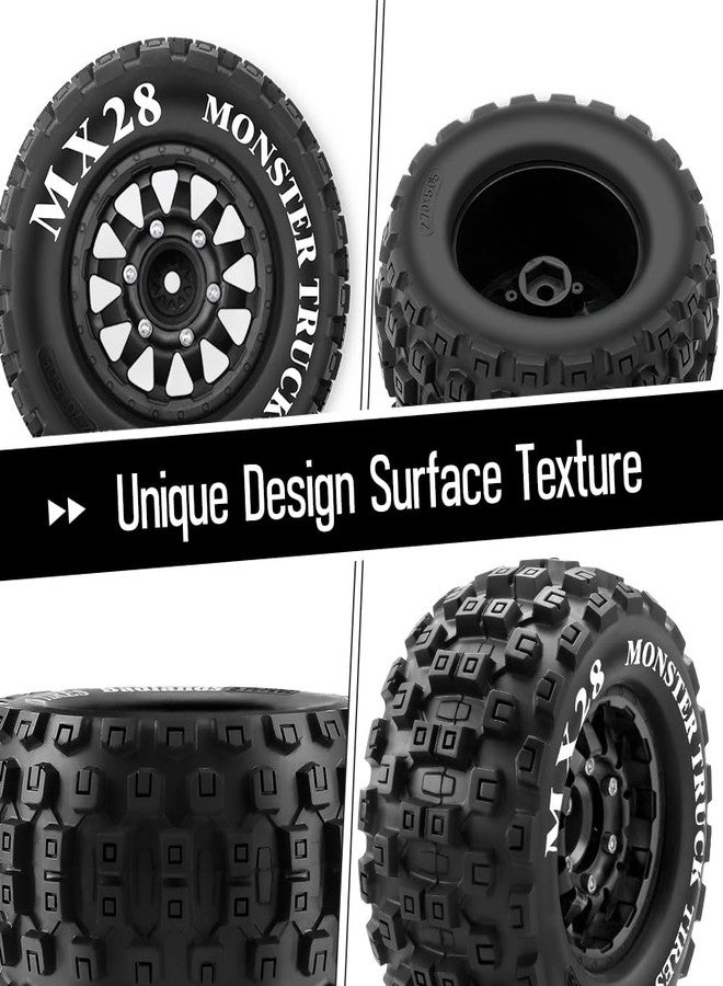GLOBACT MX28 2.8" Tire and Wheels with 12mm/14mm Hex Adapter for Traxxas Stampede Rustler & Arrma Big Rock Granite Vorteks 1/10 RC Truck Car (Black) - Image 3