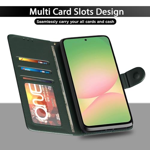Pikkme Flip Cover for Samsung Galaxy A36 5G Leather Finish | Inside TPU with Card Pockets | Wallet Stand and Shock Proof | Complete Protection Flip Case(Green) - Image 5