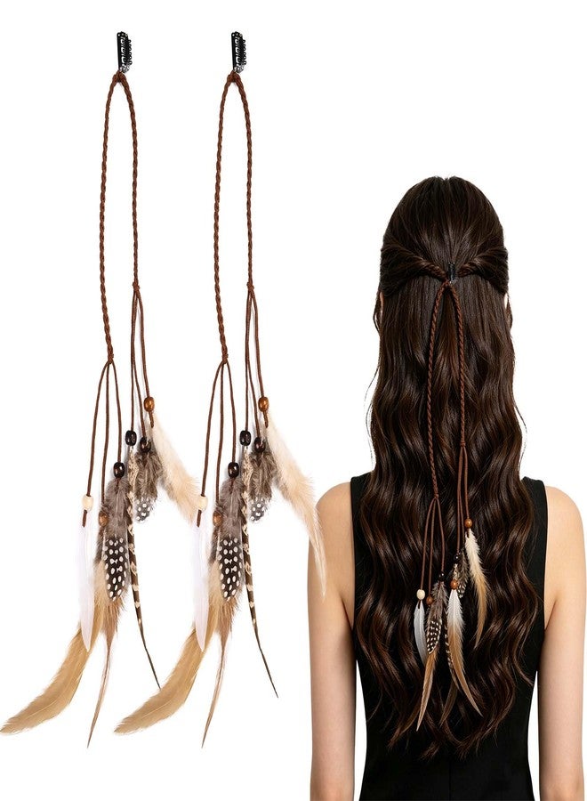 FeelfunFeather Feathers Hair Extensions for Women Boho Clip-in Hair Feather Accessories for Mardi Gras Performances Photo Shoots Carnival Party Headdress Accessory(2 Pcs) - Image 1
