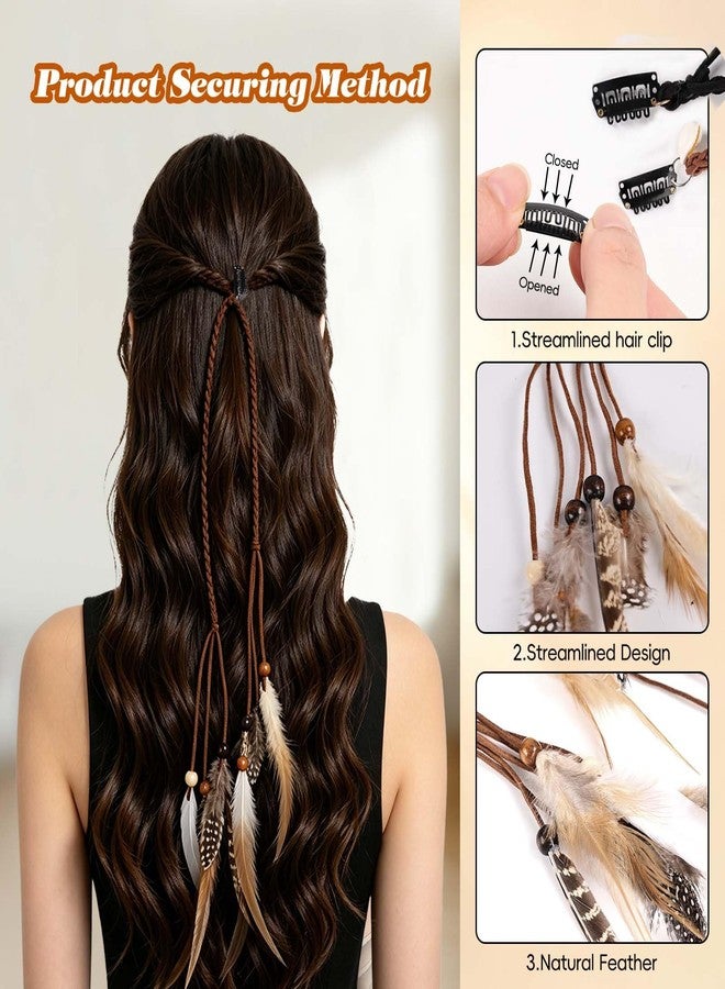 FeelfunFeather Feathers Hair Extensions for Women Boho Clip-in Hair Feather Accessories for Mardi Gras Performances Photo Shoots Carnival Party Headdress Accessory(2 Pcs) - Image 2
