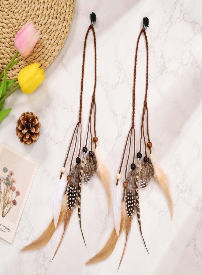FeelfunFeather Feathers Hair Extensions for Women Boho Clip-in Hair Feather Accessories for Mardi Gras Performances Photo Shoots Carnival Party Headdress Accessory(2 Pcs) - Image 3