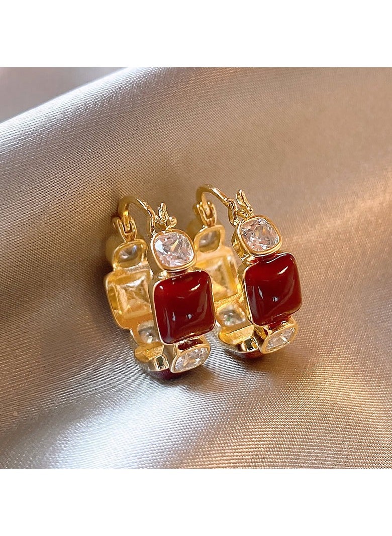 Generic - Burgundy Niche Design Premium Earrings - Image 1