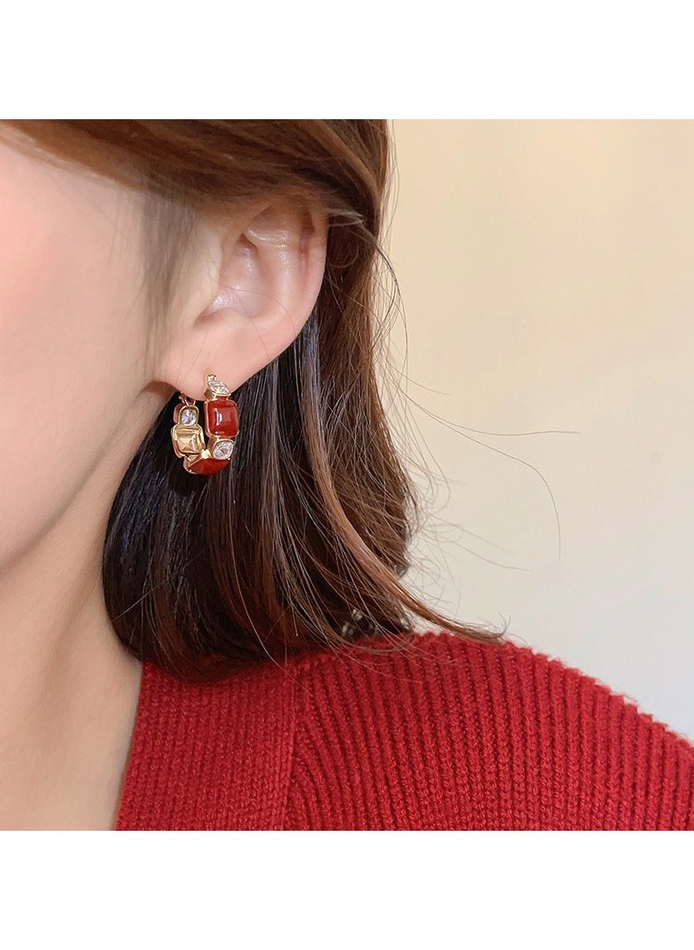 Generic - Burgundy Niche Design Premium Earrings - Image 1