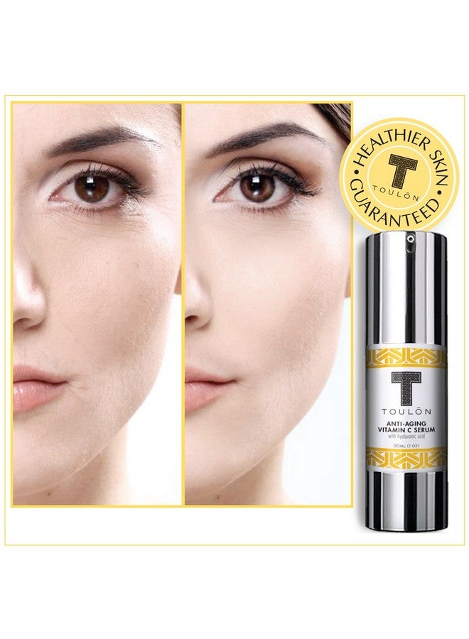 TOULON Vitamin C Serum With Hyaluronic Acid For Face; Potent Anti Aging Anti Wrinkle Facial Serum To Reduce Wrinkles; Natural & Organic For Men And Women - Image 4