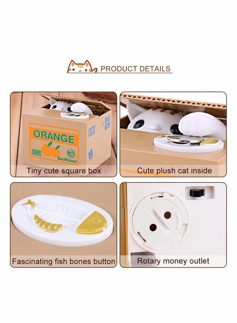 Excefore Cat Coin Bank, Kids Piggy Bank Stealing Coin Beauty Cat - Image 3