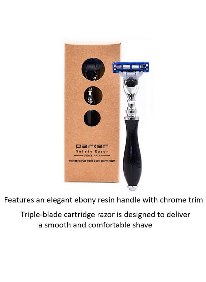 Deluxe Gillette Mach 3 Compatible Razor For A Close Shave Premium Black Resin Handle With Chrome Trim One Gillette Mach 3 Triple Blade Cartridge Included - pzsku/Z012300E3372868CEC045Z/45/_/1677912950/4ea14ba8-1695-47b9-95b7-f202846dda07