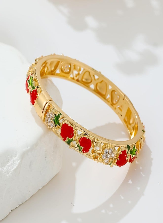 Ethlyn Christmas Gifts for 3years old girl Gold Plated Strawberry Bangle for baby Girls Kids Toddler Openable Indian Bangles Bracelet Birthday Gifts (MY1616) - Image 5