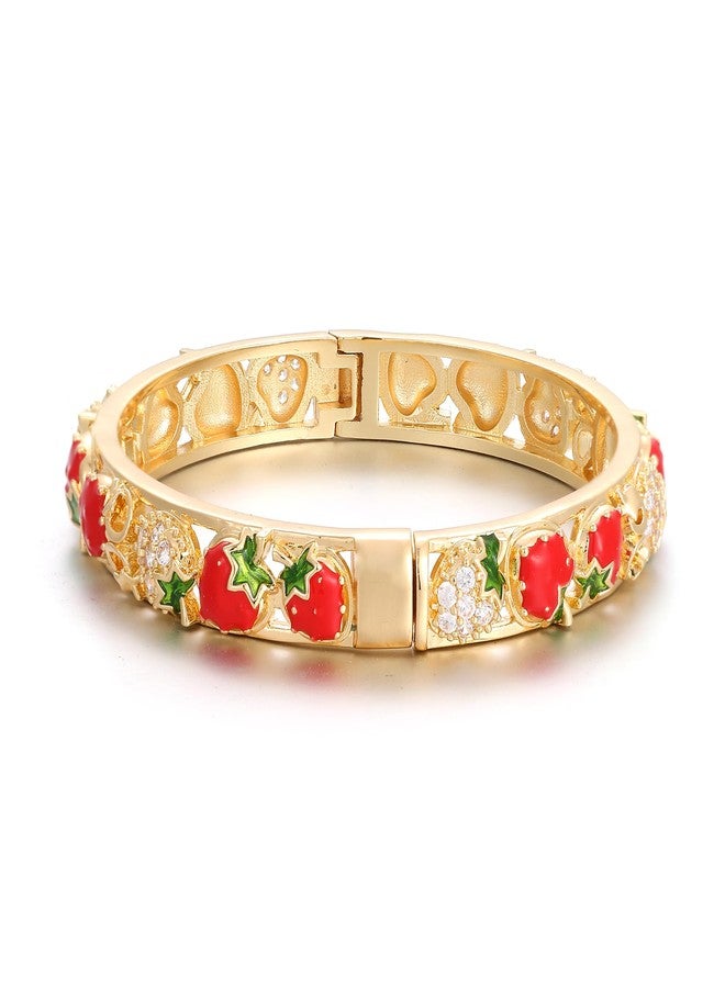 Ethlyn Christmas Gifts for 3years old girl Gold Plated Strawberry Bangle for baby Girls Kids Toddler Openable Indian Bangles Bracelet Birthday Gifts (MY1616) - Image 1