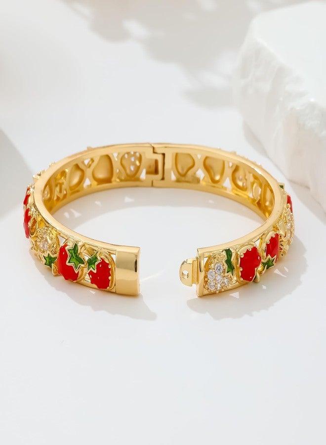 Ethlyn Christmas Gifts for 3years old girl Gold Plated Strawberry Bangle for baby Girls Kids Toddler Openable Indian Bangles Bracelet Birthday Gifts (MY1616) - Image 4