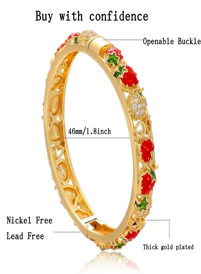 Ethlyn Christmas Gifts for 3years old girl Gold Plated Strawberry Bangle for baby Girls Kids Toddler Openable Indian Bangles Bracelet Birthday Gifts (MY1616) - Image 3