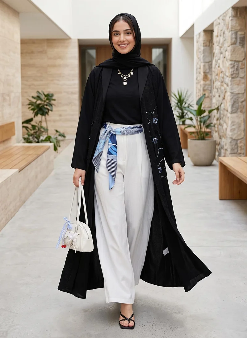 Hayas Closet  Embellished Open Front Wide Lapel Collar Abaya for Women | Best Price UAE