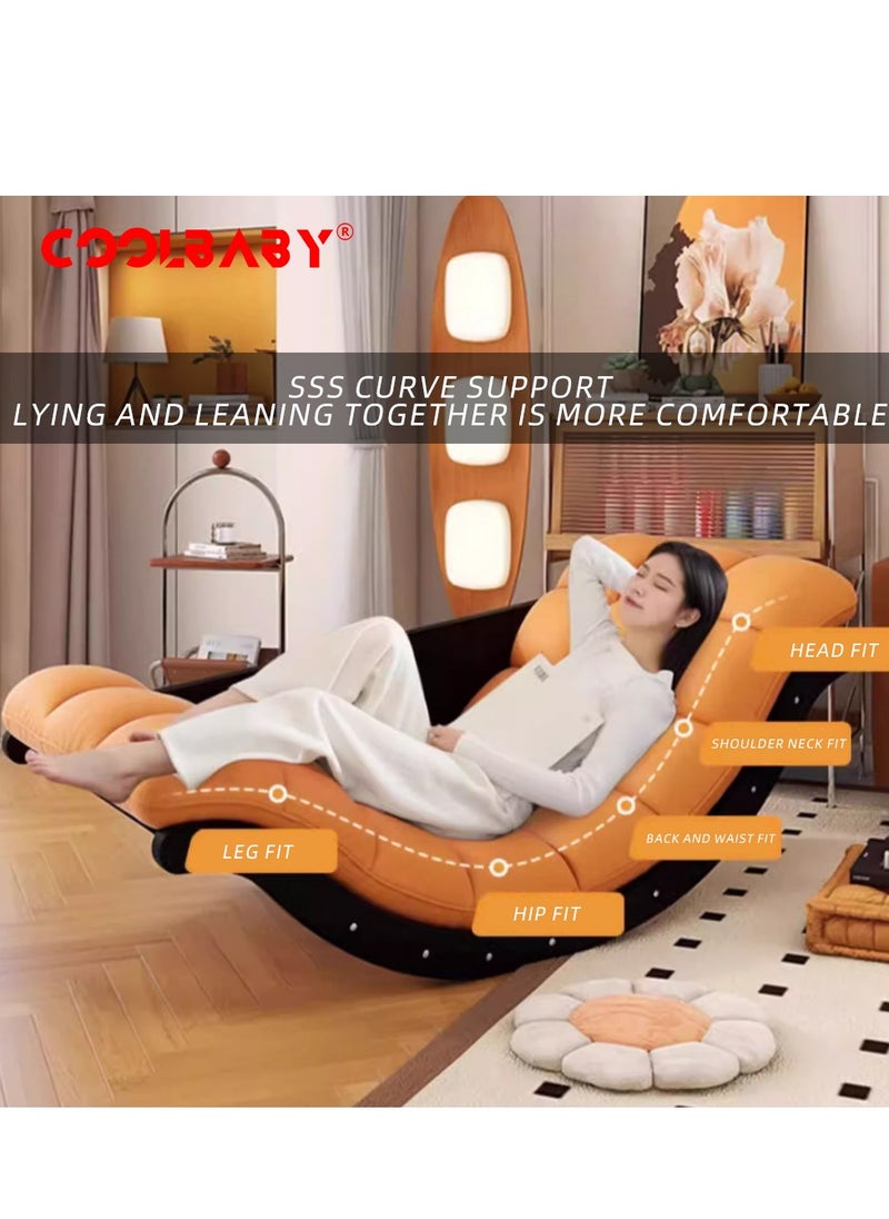 Cool Baby CoolBaby Outdoor Rocking Chair, Moon Shaped Rocking Chair, Indoor Sofa Chair for Bedroom, Living Room, Porch, Garden, Lawn - Yellow  - Image 3